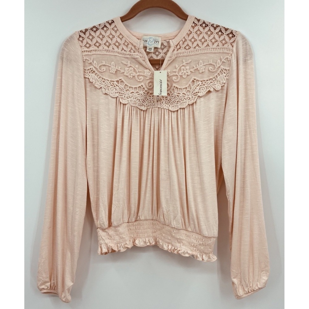 New Jun and Ivy Francesca's Top Long Sleeve Lace Detail Size XXS Flaw